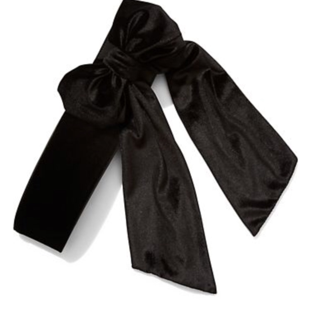 NWT Black velvet sash belt accent bow